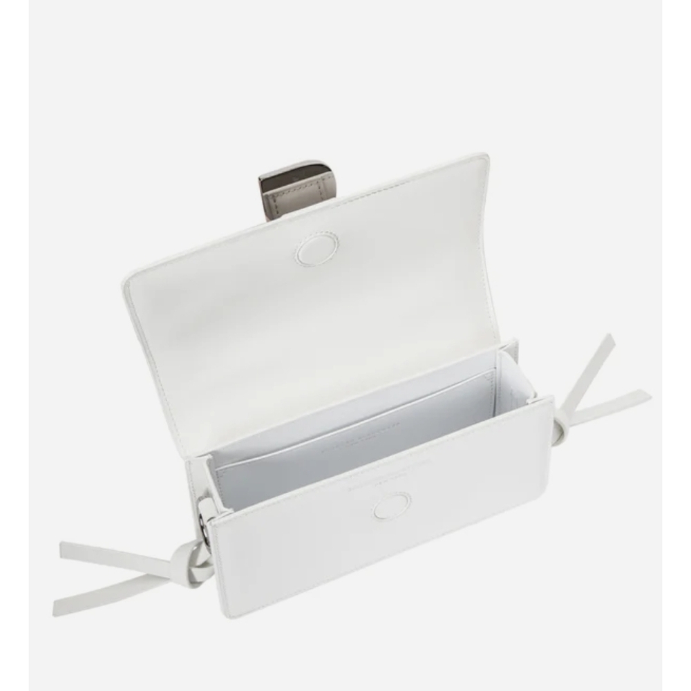 BRANDON BLACKWOOD Medium Nia White Hard Leather Shoulder Bag w/ Silver Hardware - Picture 6 of 11